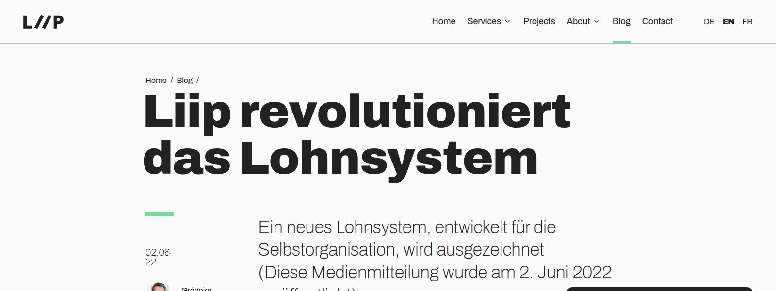 Liip's announcement of the salary system that won the Swiss HR Award 2022